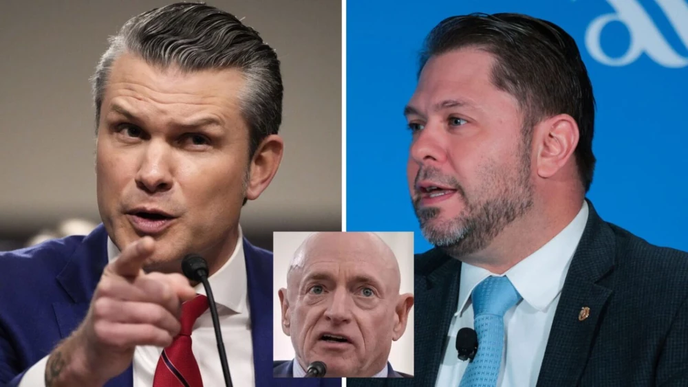 Pete Hegseth, Mark Kelly composite image