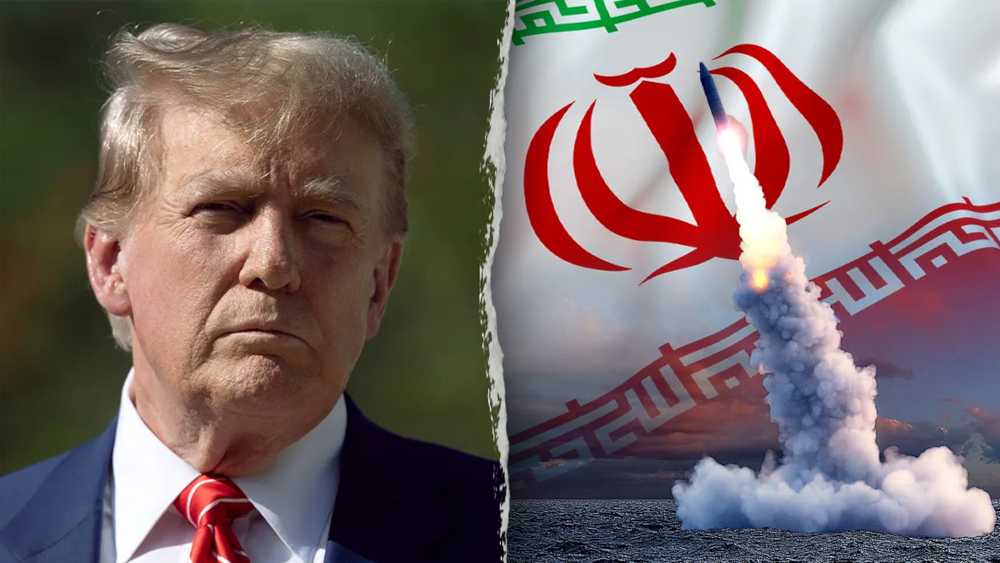 Trump, Iran flag and missile